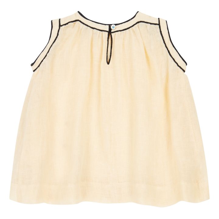 Ginger Embroidered Linen Dress + Bloomer | Beige- Product image n°2