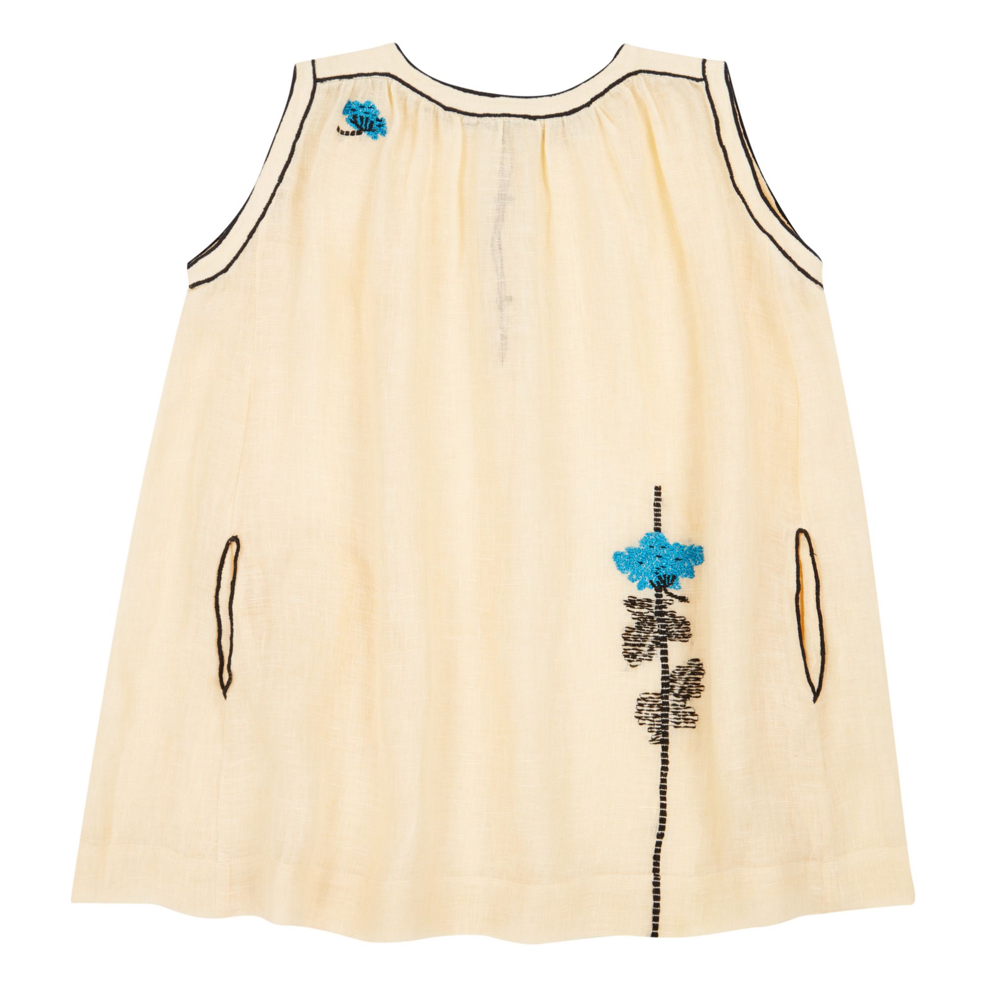 Ginger Embroidered Linen Dress | Beige