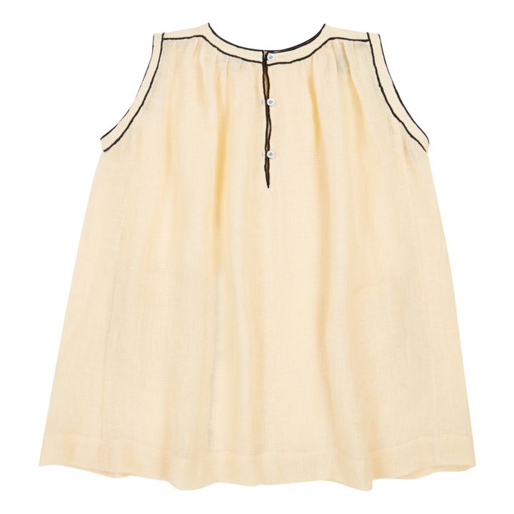 Ginger Embroidered Linen Dress | Beige- Product image n°1