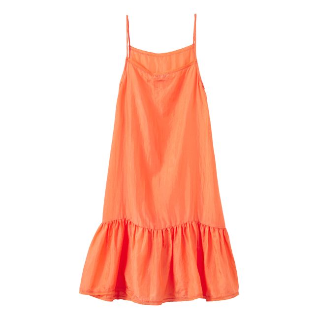 Vestido con tirantes de seda color turquesa | Naranja