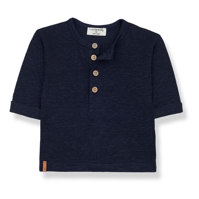 Beto Long Sleeve Linen T-Shirt | Navy blue