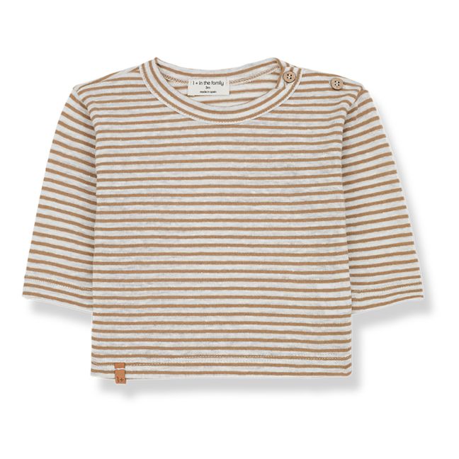 Mikel Linen Striped T-Shirt | Camel