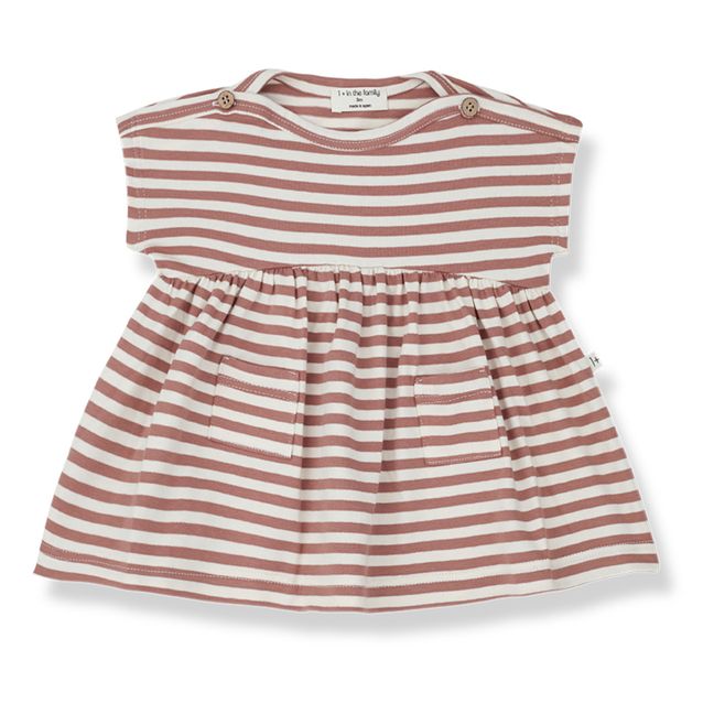 Lia Striped Short Sleeve Dress | Dusty Pink