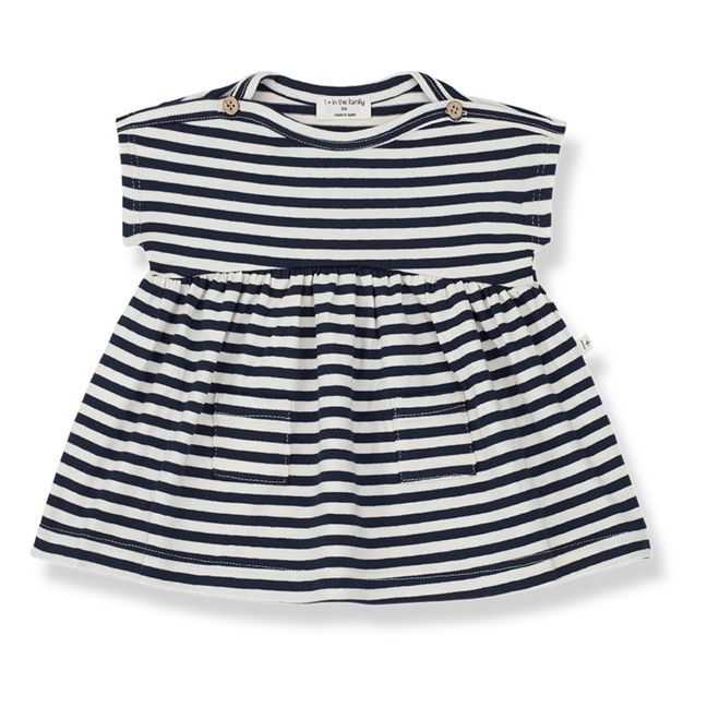 Lia Striped Short Sleeve Dress | Navy blue