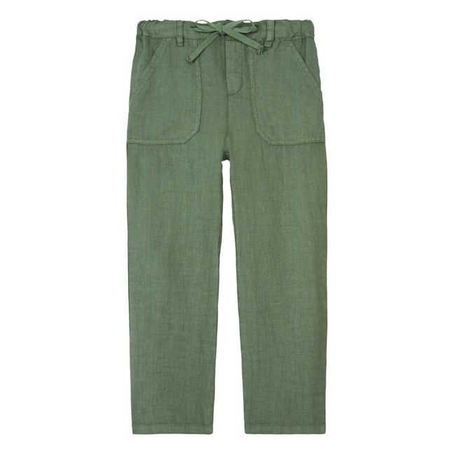 Pantalon Lin | Verde militare