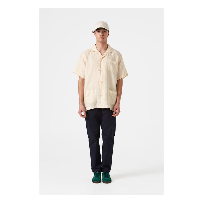 Linen Short Sleeve Shirt | Pale yellow