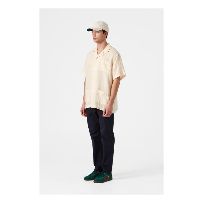 Linen Short Sleeve Shirt | Pale yellow