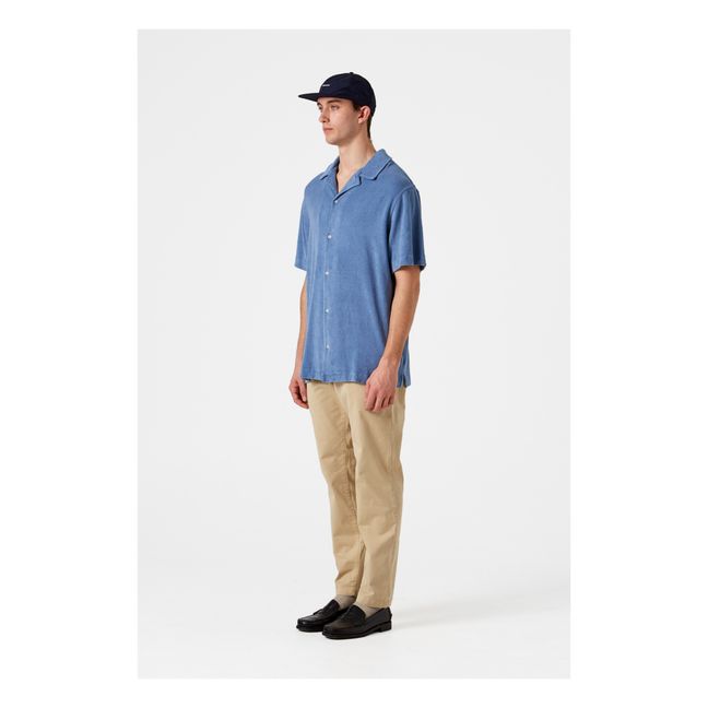 Terry Cloth Short Sleeve Shirt | Grey blue