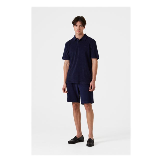 Terry Cloth Polo Shirt | Navy blue