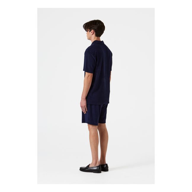 Terry Cloth Polo Shirt | Navy blue