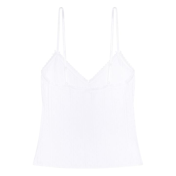 Pointelle Long Organic Cotton Cami Top | Weiß- Produktbild Nr. 4