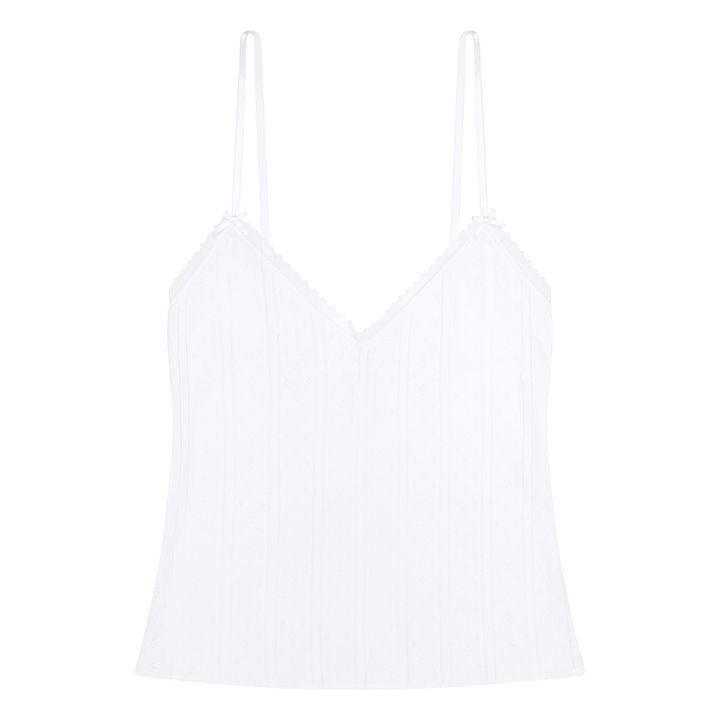 Pointelle Long Organic Cotton Cami Top | Weiß- Produktbild Nr. 0