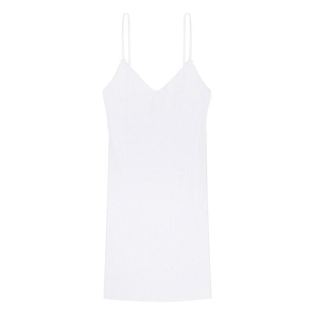 Robe Cami Pointelle Coton Bio | Blanc