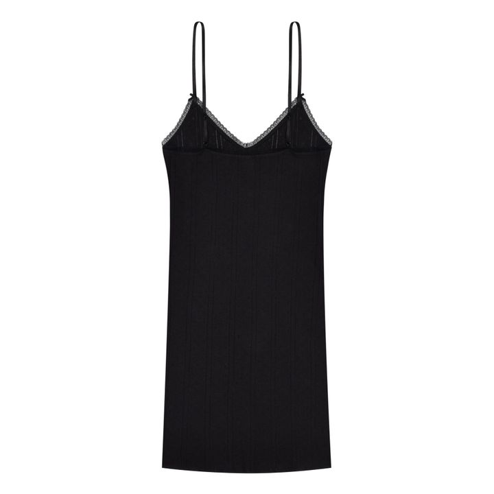 Pointelle Organic Cotton Cami Dress | Schwarz- Produktbild Nr. 4