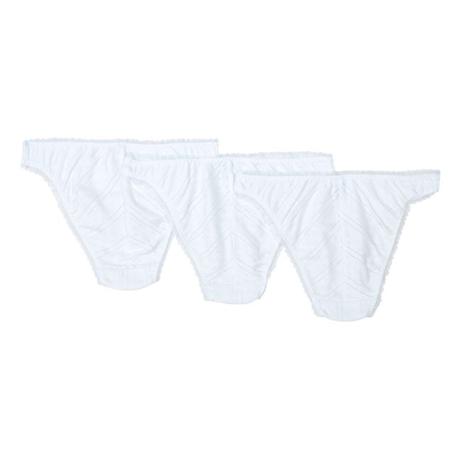 Pack de 3 culottes altos de pointelle de algodón orgánico | Blanco
