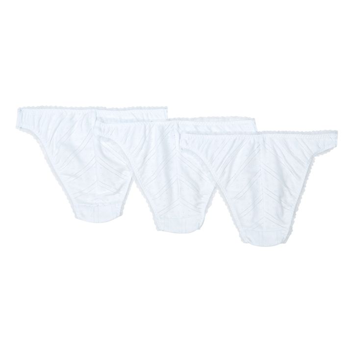 Pack de 3 culottes altos de pointelle de algodón orgánico | Blanco- Imagen del producto n°3