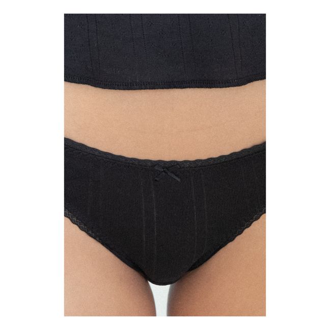 Pack de 3 Culottes Hautes Pointelle Coton Bio | Noir
