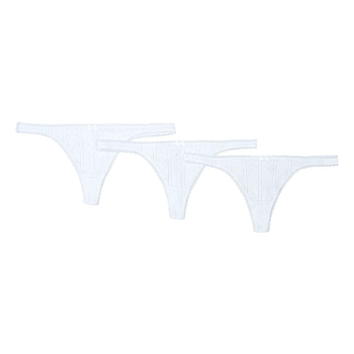 Pack of 3 Pointelle Organic Cotton Thongs | Weiß- Produktbild Nr. 0