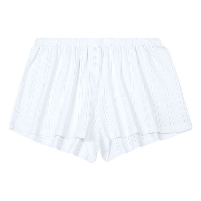 Pointelle Organic Cotton Shorts | White