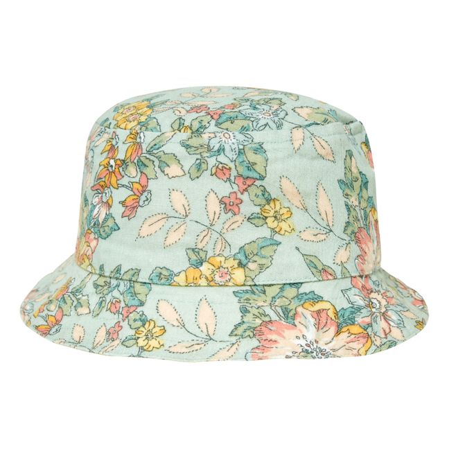 Lajik Flower Print Organic Cotton Hat | Green water