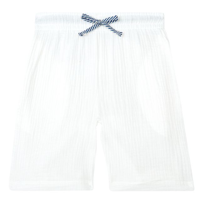 Boris Woven Cotton Fabric Bermuda Shorts | Ecru