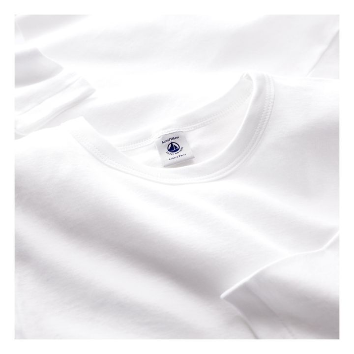 T-shirt fille blanc manches longues coton Bio TEX : le lot de 2 t