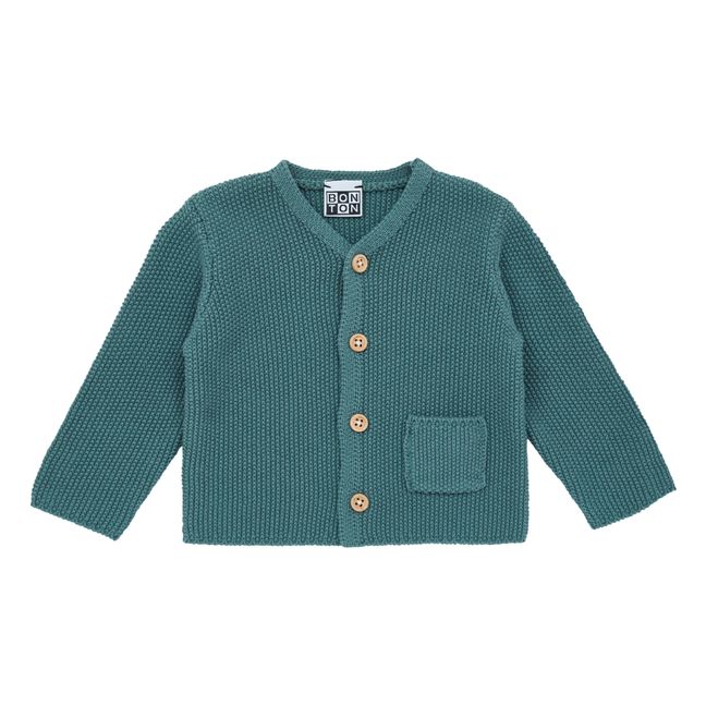 Strickjacke aus Bio-Baumwolle mit Taschen | Graublau