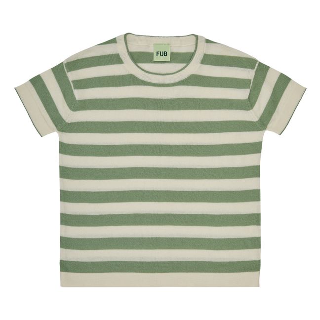 Camiseta de manga corta a rayas de algodón orgánico | Salvia
