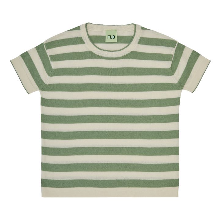 T-Shirt mit kurzen Ärmeln gestreift aus Bio-Baumwolle | Salbei- Produktbild Nr. 0