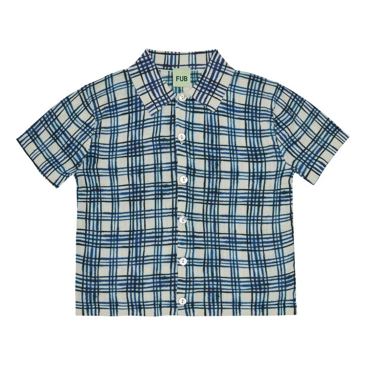 Camicia in cotone organico con stampa Tartan | Blu- Immagine del prodotto n°0