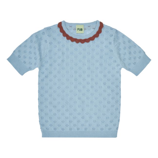 Jersey de pointelle de algodón orgánico | Azul Claro