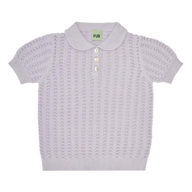 Organic Cotton Pointelle Polo Shirt | Lilac