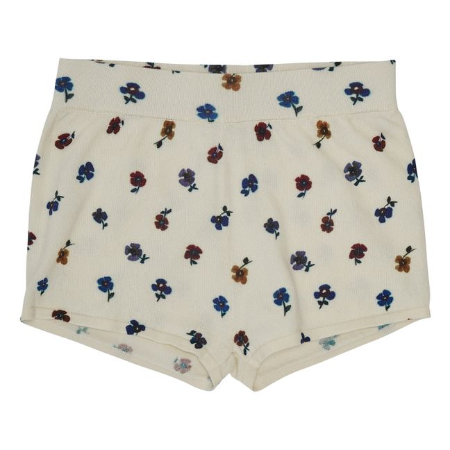 Shorts a fiori in cotone organico | Ecru