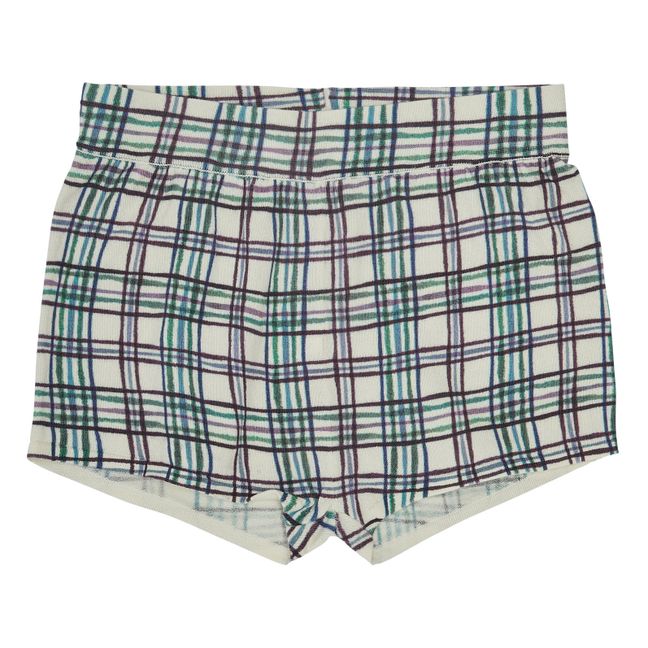 Pantalones cortos de algodón orgánico con estampado de tartán | Azul Marino