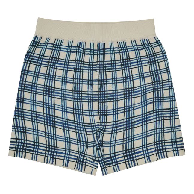Shorts in cotone organico a quadri | Blu