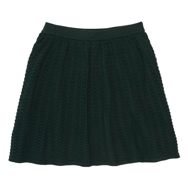 Organic Cotton Pointelle Skirt | Dark green