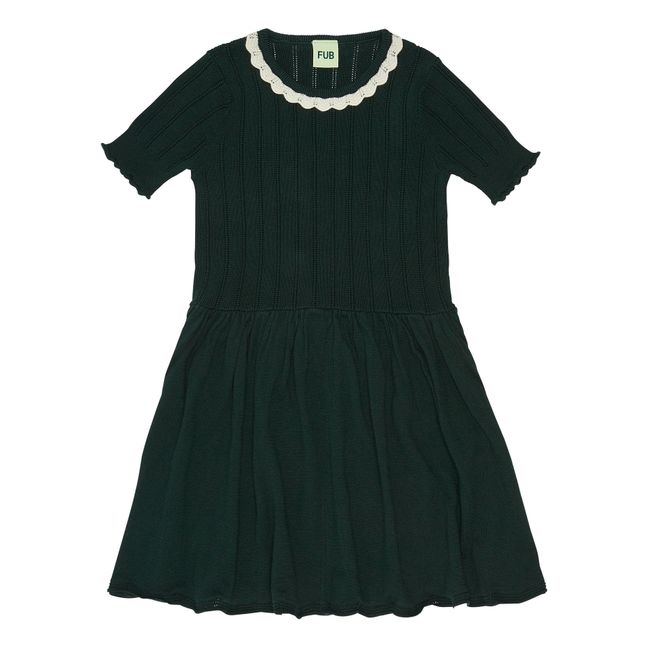 Organic Cotton Pointelle Dress | Dark green