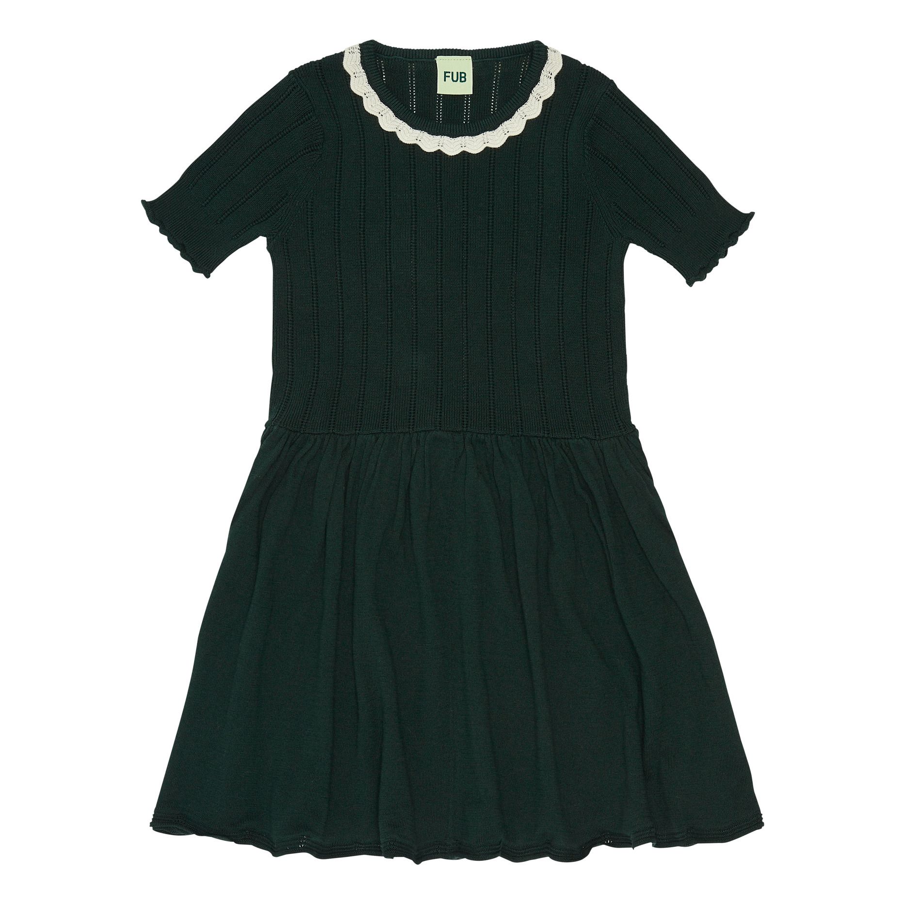 Organic Cotton Pointelle Dress | Dark green- Product image n°0