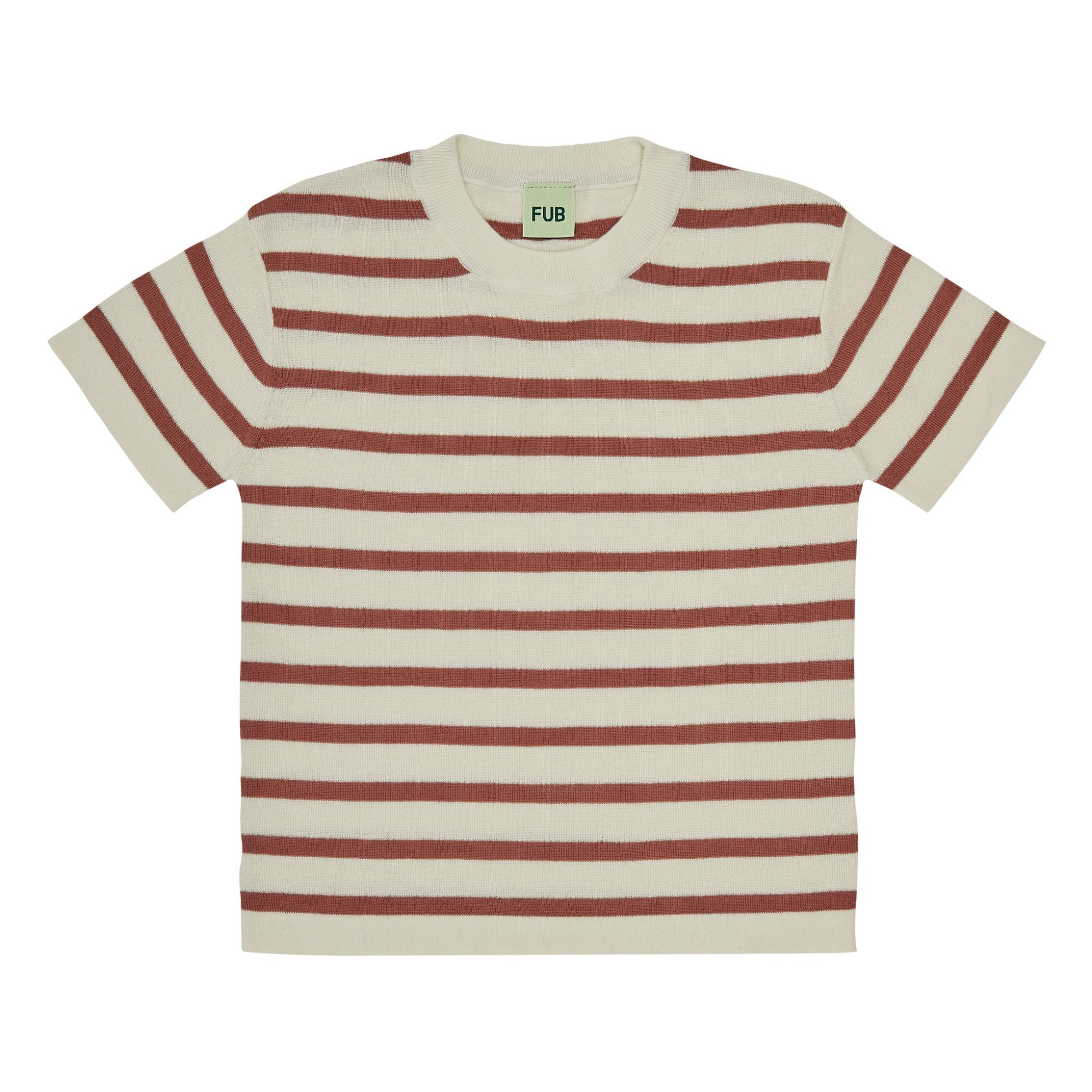 T-shirt Oversize a righe in cotone organico | Terracotta- Immagine del prodotto n°0