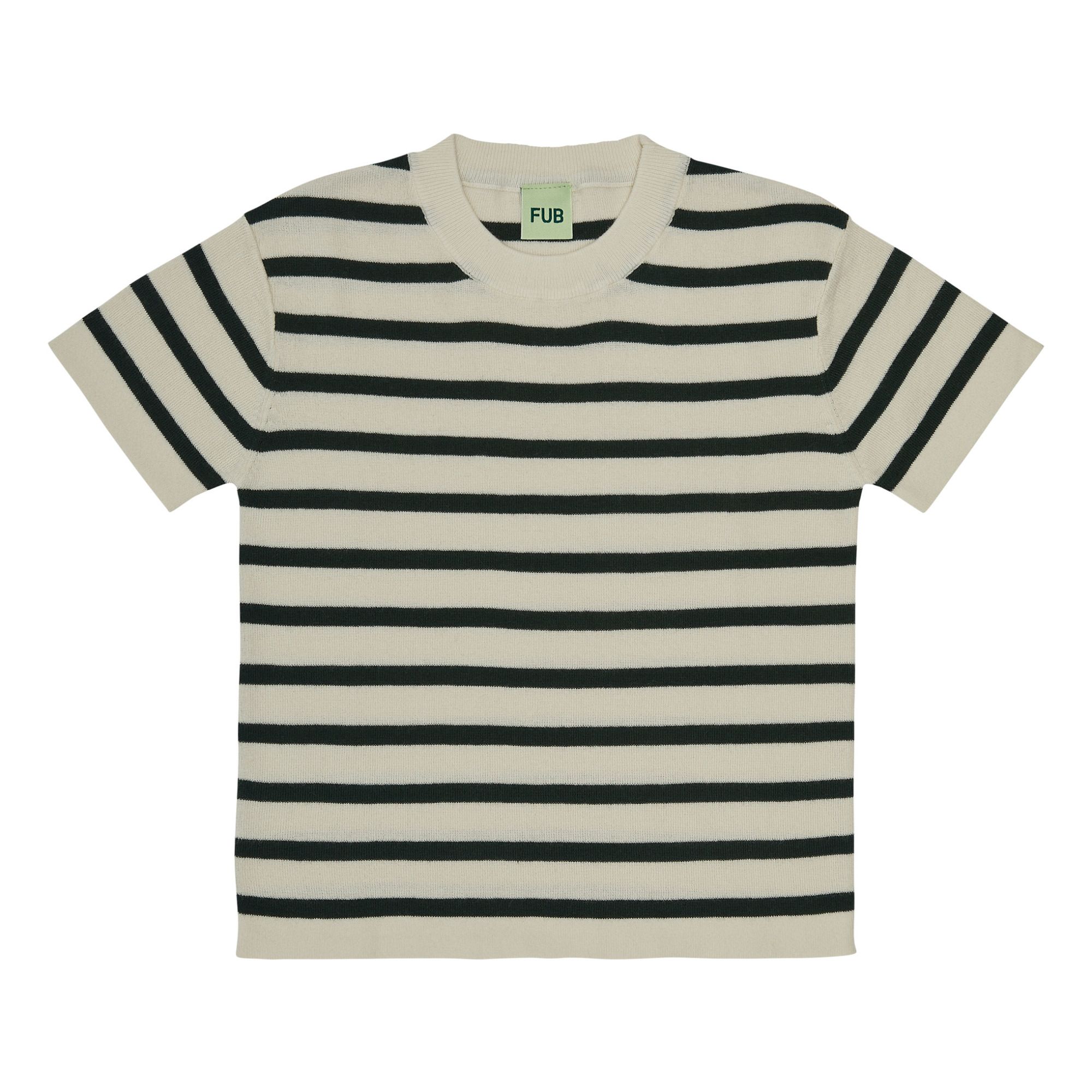 T-shirt Oversize a righe in cotone organico | Verde scuro- Immagine del prodotto n°0