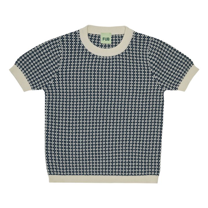 T-Shirt Jaquard Bio-Baumwolle | Blau- Produktbild Nr. 0