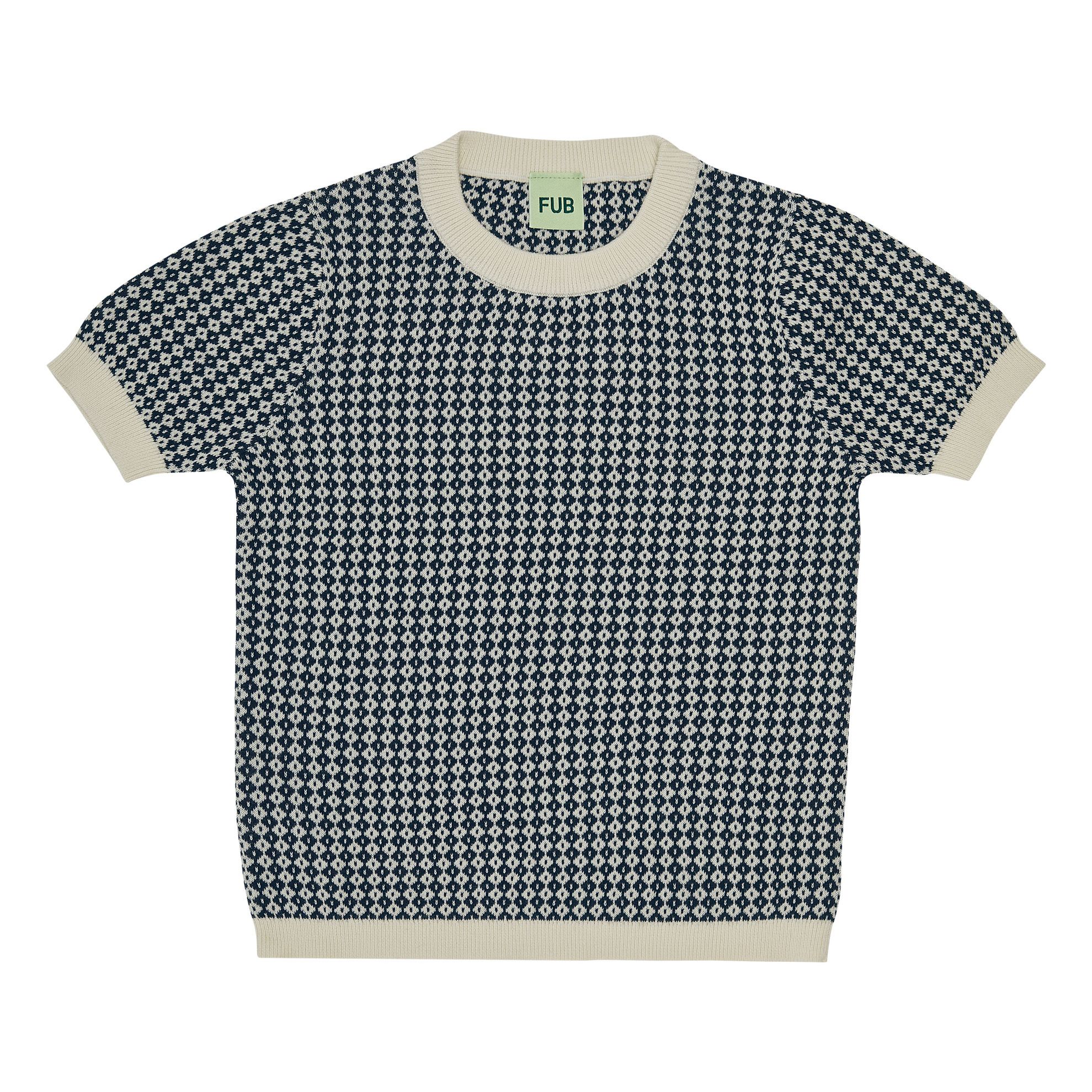 T-shirt in cotone organico Jaquard | Blu- Immagine del prodotto n°0