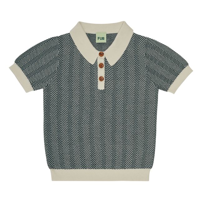Zigzag Organic Cotton Polo Shirt | Dark green