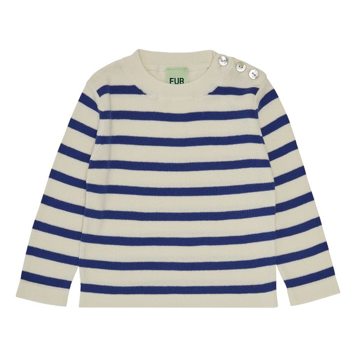 Striped Organic Cotton T-shirt | Blu- Immagine del prodotto n°0