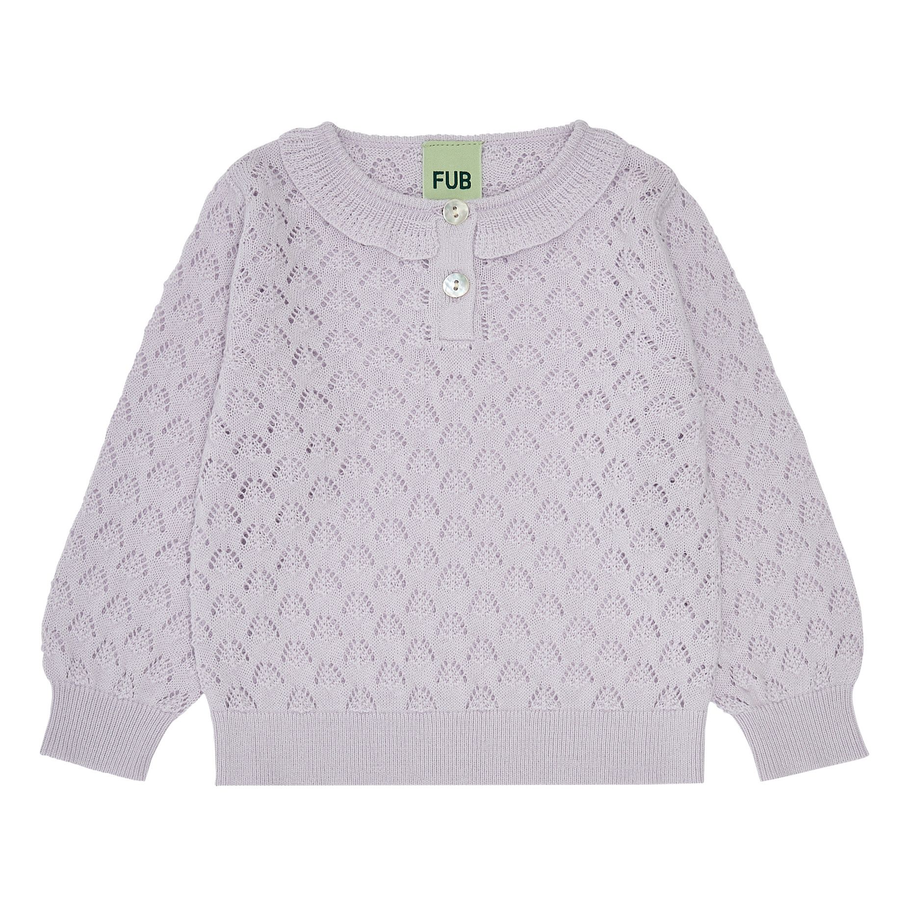 Organic Cotton Fine Knit Pointelle Sweater | Lilac- Product image n°0