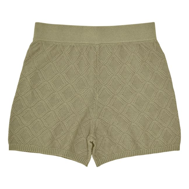 Pantalones cortos de punto fino de algodón orgánico | Verde Kaki