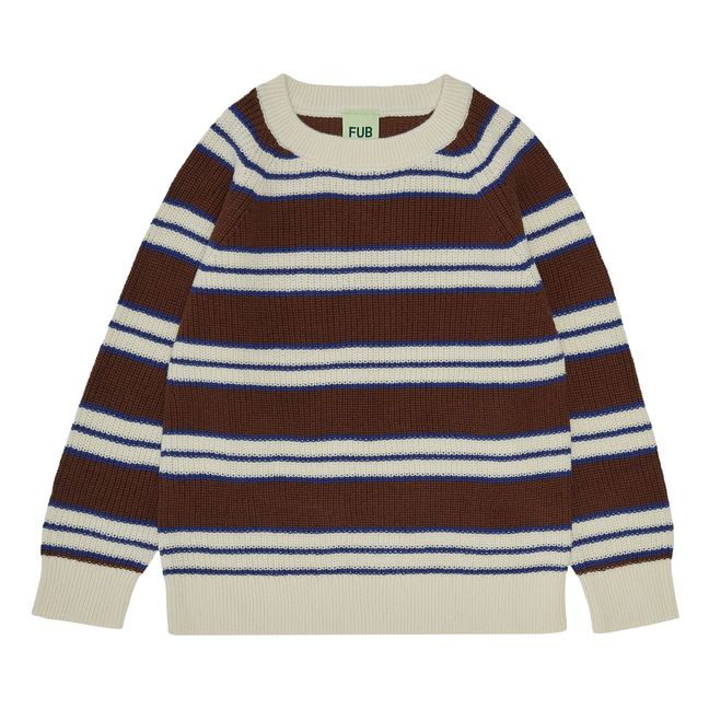 Organic Cotton Striped Ribbed Sweater | Brown