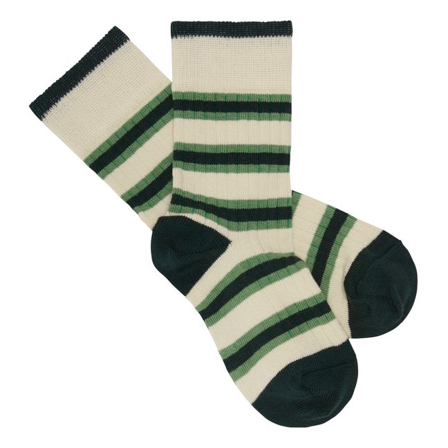 Chaussettes Rayées | Vert foncé