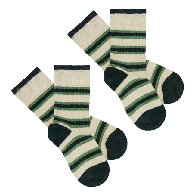 Gestreifte Socken | Dunkelgrün