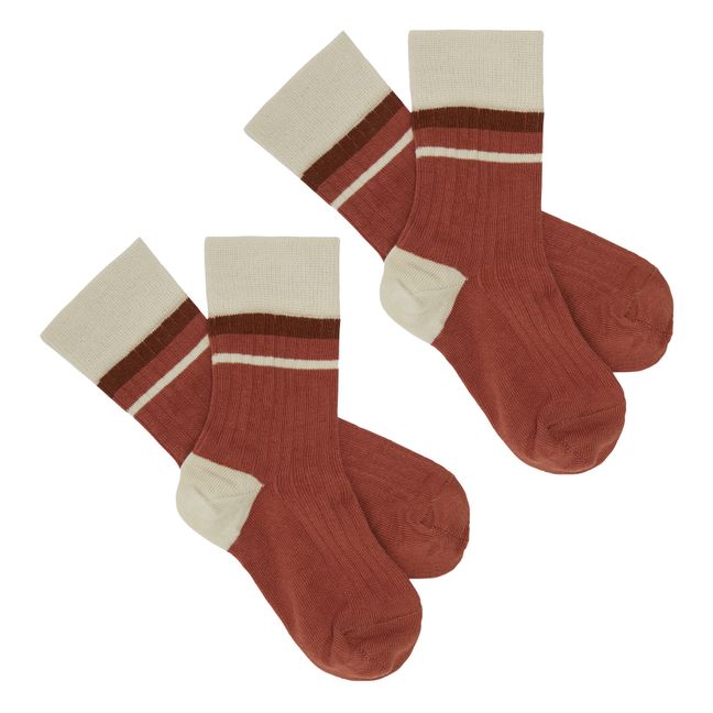 Chaussettes Colour Block | Terracotta
